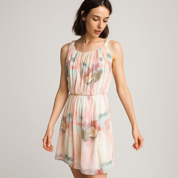 Alice & Olivia Women's 100% Silk Watercolor Pleated Dress sleeveless size Small - Picture 1 of 8